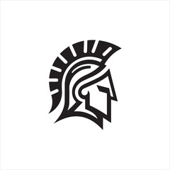 black spartan helmet simple logo vector