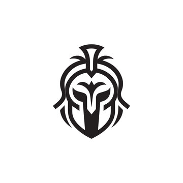 black spartan helmet simple logo vector