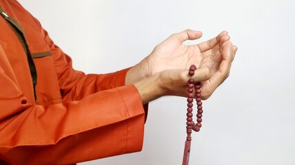 Asian Muslim man's hands praying gesture