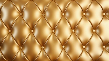 Naklejka premium Luxurious gold leather seats, beautiful surface with rhombic stitching. Elegant background, gold leather, with buttons for pattern and background.