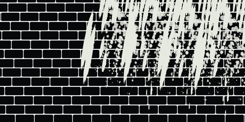 Brick wall, red relief texture with shadow, vector background illustration. Red brick tile wall background.