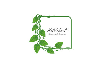 Vector illustration of natural green betel leaf box frame logo design