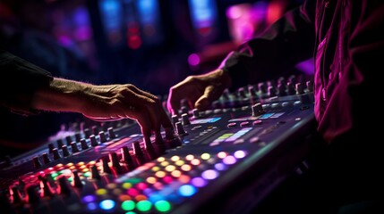 Fader adjustment colorful console visuals focused lighting