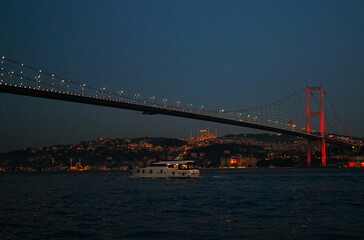 Fototapeta na wymiar Bosphorus Bridge and city lights