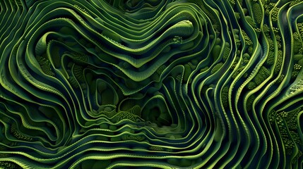 Interlocking patterns of nature landscape and technology, symbolizing the fusion of organic life with artificial intelligence