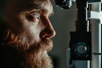 Male patient checking eyesight