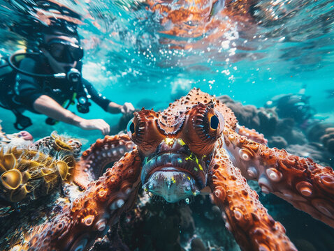 Exploring the vibrant underwater world through scuba diving encountering exotic marine life