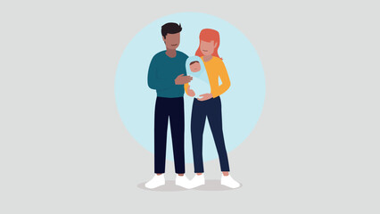 Vektor-Illustration eines Paares mit einem Baby - Familienkonzept