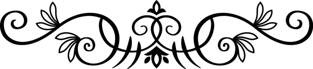 Abstract calligraphic ornate design element. Vintage ornamental pattern. Luxury, elegant flourish line art  design	