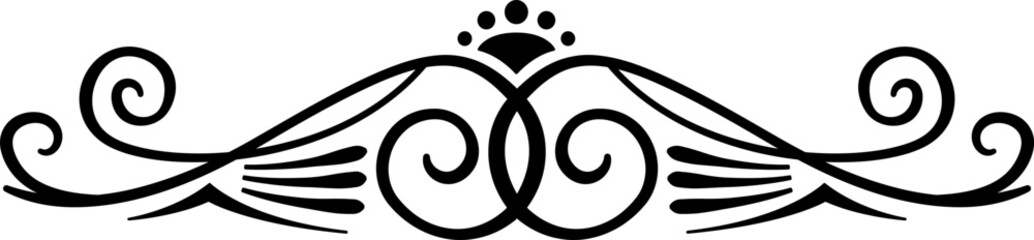 Abstract calligraphic ornate design element. Vintage ornamental pattern. Luxury, elegant flourish line art  design	