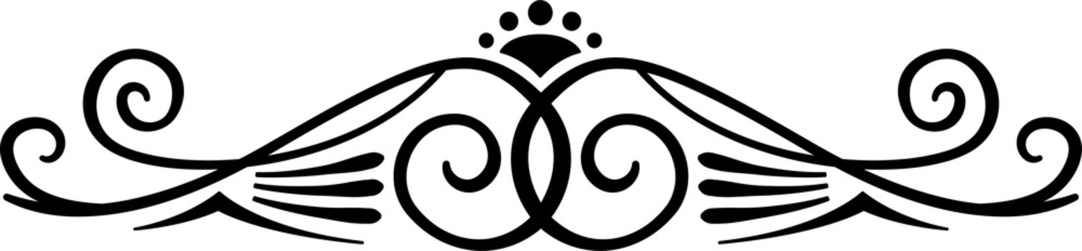 Abstract calligraphic ornate design element. Vintage ornamental pattern. Luxury, elegant flourish line art  design	