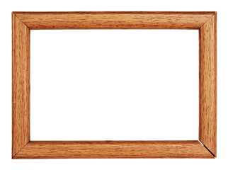 Horizontal classic wooden photo frame with copy space isolated on transparent background. PNG format clip art.