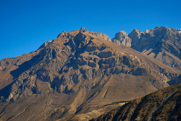 Beautiful view of the high mountains in winter
