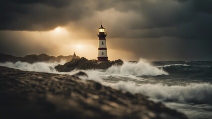 lighthouse at night A scary lighthouse in a storm,  