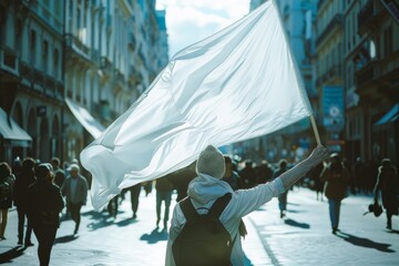demo concept image with white flag. 