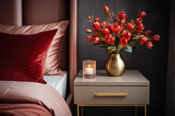 Red modern bedroom disign