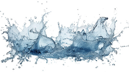 Water Splash on Transparent Background - Refreshing Blue Liquid Droplets in Macro Close-Up, Ideal for Aquatic Concepts and Freshness Designs - obrazy, fototapety, plakaty