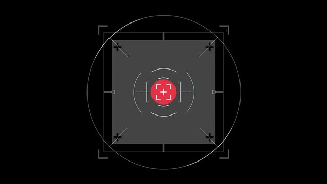 Hud tracking and marking on red circle target with cross hair. Motion graphic	
