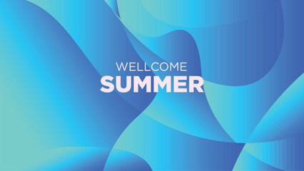 wellcome summer in abstract cold blue background
