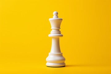 a white chess piece on a yellow background