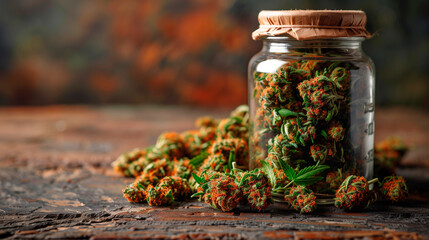 Cannabis buds in a jar