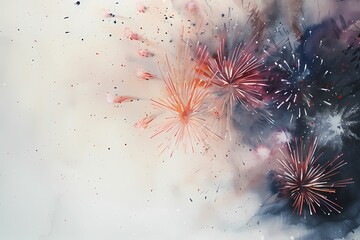 A captivating composition capturing the beauty of fireworks exploding in celebration of a birthday, against a pristine white canvas, adding a touch of sparkle and magic to the occasion.