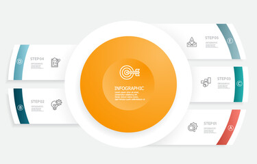 circle infographics timeline element business workflow data steps report layout template background