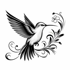 Obraz premium hummingbird vecor style PNG image with abstract line and color