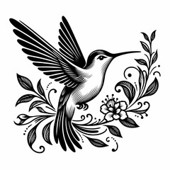 Obraz premium hummingbird vecor style PNG image with abstract line and color