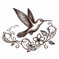 Fototapeta premium hummingbird vecor style PNG image with abstract line and color