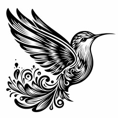 Obraz premium hummingbird vecor style PNG image with abstract line and color