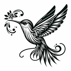 hummingbird vecor style PNG image with abstract line and color