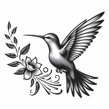 hummingbird vecor style PNG image with abstract line and color