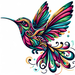 Obraz premium hummingbird vecor style PNG image with abstract line and color
