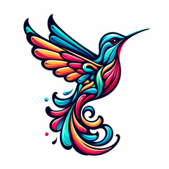 Obraz premium hummingbird vecor style PNG image with abstract line and color