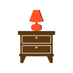 Furniture chandelier, floor and table lamp in flat cartoon style. Lamps on a white background. Chandeliers, illuminator, flashlight - elements of a modern interior. Vector illustration.