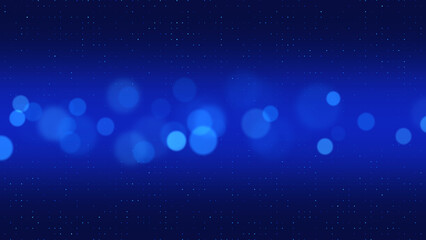 abstract blue bokeh background with glowing and shining particles, blank design element	
