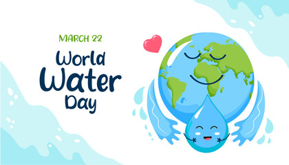 World Water Day banner template in cartoon style. Vector illustration.