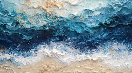 Abstract Ocean Wave Acrylic Painting on Textured Canvas

 - obrazy, fototapety, plakaty