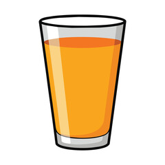 A glass of orange juice on white.