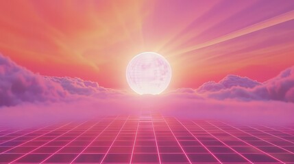 80s retro grid background.