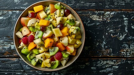 Summer Fruit Salad Bowl with Fresh Berries