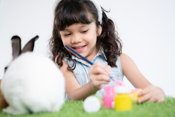 Easter bunny fun with little children the beauty of friendship between humans and animals