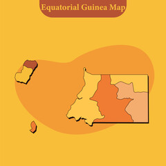 National map of Equatorial Guinea map vector with regions and cities lines and full every region
