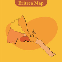 National map of Eritrea map vector with regions and cities lines and full every region