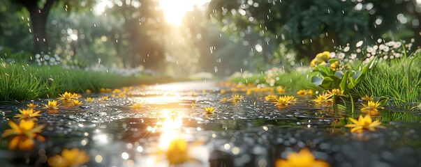 Fototapeta premium rain in the forest
