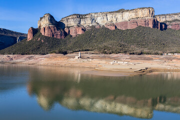 Lack water Sau Reservoir. The swamp is at very low water levels due to lack of rain....