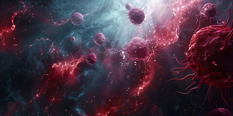 Microscopic view of red blood cells  - obrazy, fototapety, plakaty