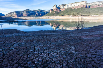 Lack water Sau Reservoir. The swamp is at very low water levels due to lack of rain....