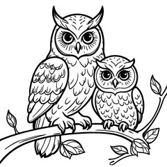 Drawing sketch owl cartoon